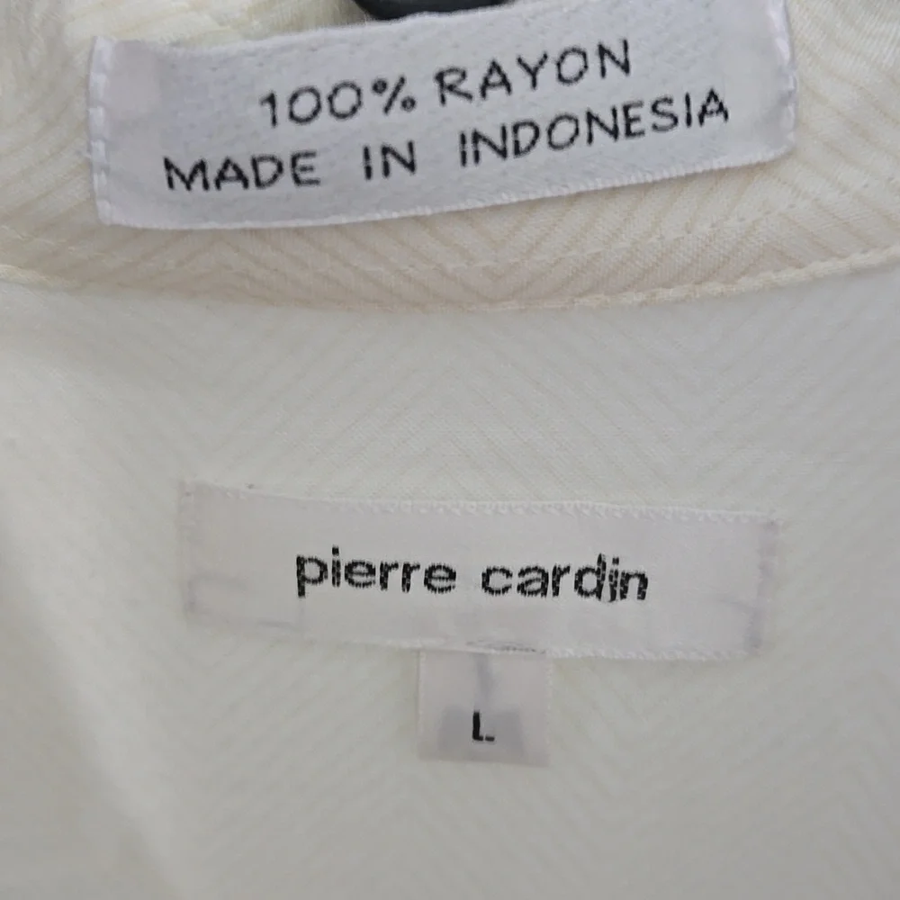 Pierre Cardin Cream Casual Button Down Shirt with Tropical Print - Picture 4 of 8